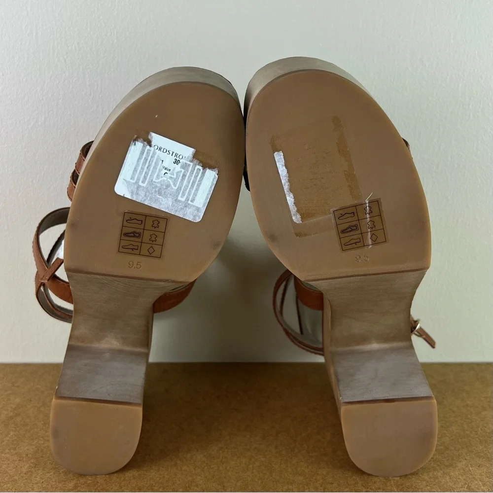 NEW PAIGE BROWN LEATHER CLOG SANDALS - Picture 12 of 12